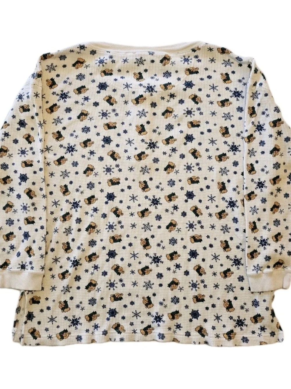Disney Cream Thermal Pajama Set with Blue Snowflake & Brown Bear Print - Picture 2 of 9